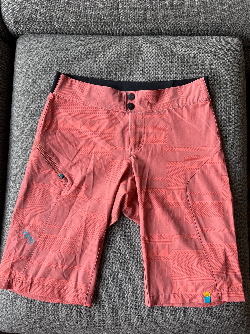 Yeti Coral Pink Geometric Bike Shorts